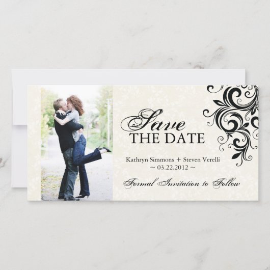 Save The Date Photo Black and Cream Enregistrer la date Invitati