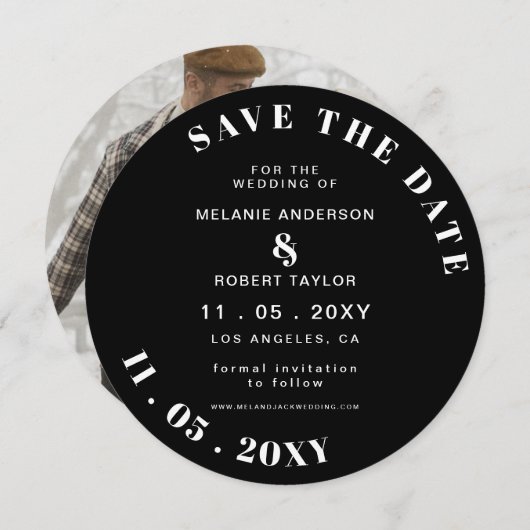 Save The Date Photo Black and White Mod Enregistrer la date Enre (Devant / Derrière)