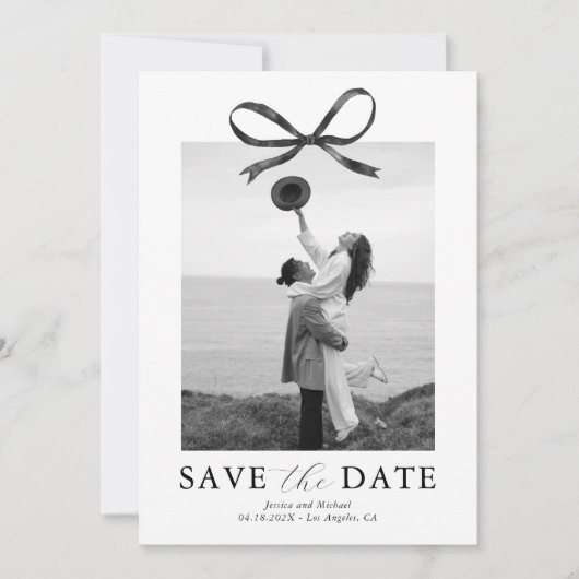 Save The Date Photo Black Bow (Devant)