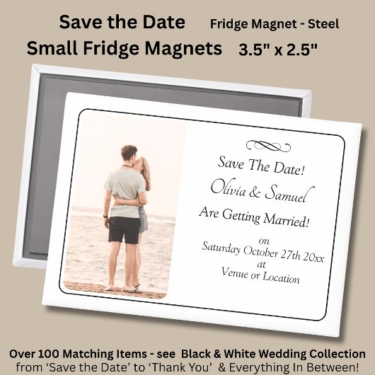 Save The Date, Photo - Black & White with Infinity Magneet