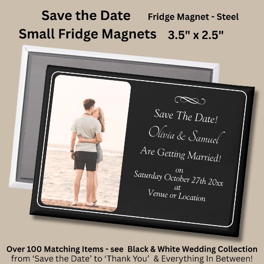 Save The Date, Photo - Black & White with Infinity Magneet