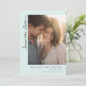 Save The Date Photo Bleu Clair Romantique (Debout devant)