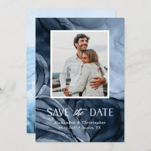 Save The Date Photo Bleue Moderne Appartement Enregistrer La Car