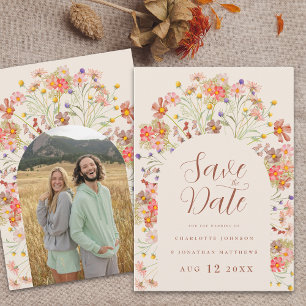 Save The Date Photo Boho Fall Rustic Fleur sauvage Arch Mariage