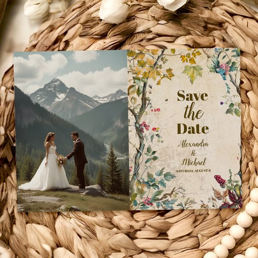 Save The Date Photo Boho Fleur sauvage d'automne Mariage botaniq