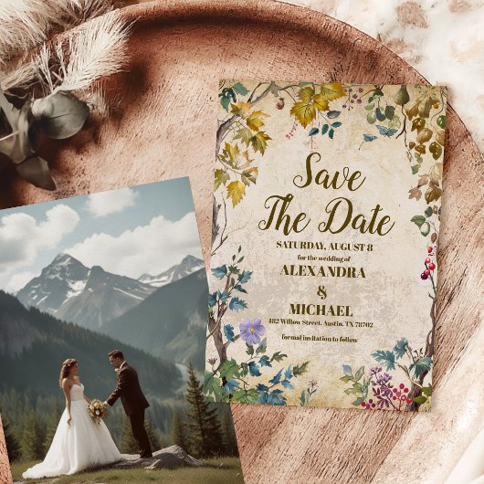 Save The Date Photo Boho Fleur sauvage d'automne Mariage botaniq