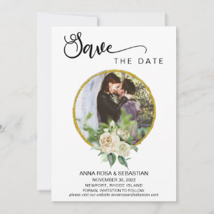 Save The Date *~* PHOTO Boho Floral Roses Mariage Enregistrer La