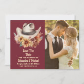 Save The Date Photo Boho Floral Western Mariage (Devant)