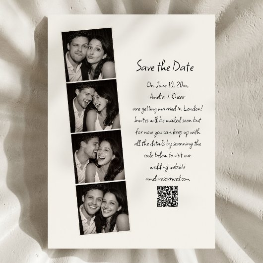 Save The Date Photo Booth Strip Handwritten Script Wedding Fun 