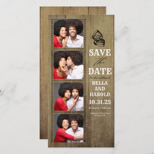 Save The Date Photo Booth Theme Rustic Country Enregistrer la da (Devant / Derrière)
