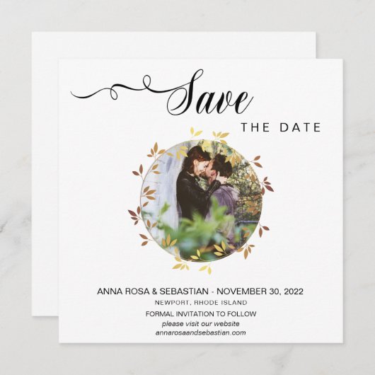 Save The Date *~* PHOTO Botanique Boho Wedding Enregistrer La Da (Devant / Derrière)