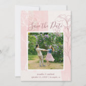 Save The Date Photo botanique rose poussiéreuse (Devant)