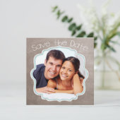 Save The Date Photo Brown et bleu Moderne Enregistrer la date (Debout devant)