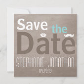 Save The Date Photo Brown et bleu Moderne Enregistrer la date (Dos)