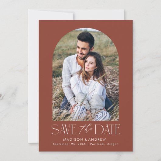 Save The Date Photo Brown simple et moderne (Devant)