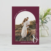 Save The Date Photo Burgundy QR Code Mariage Enregistrer La Date (Debout devant)