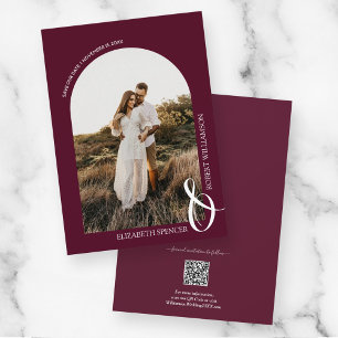 Save The Date Photo Burgundy QR Code Mariage Enregistrer La Date