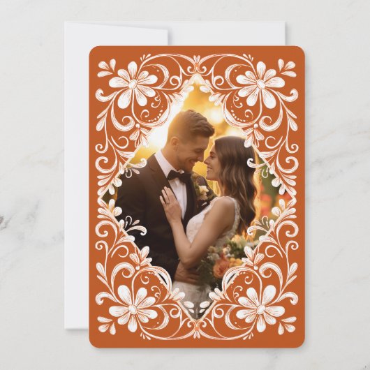 Save The Date Photo Burnt Orange Shabby Chic Enregistrer La Date (Dos)