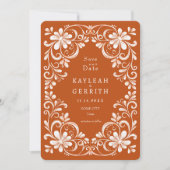 Save The Date Photo Burnt Orange Shabby Chic Enregistrer La Date (Devant)