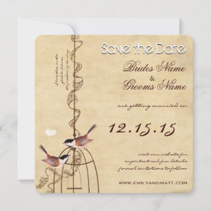 Save The Date Photo Cage à Oiseaux Parchemin Mariage Enregistrer
