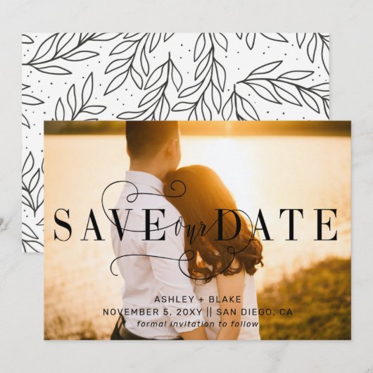 Save The Date Photo Calligraphie manuscrite élégante (Devant / Derrière)