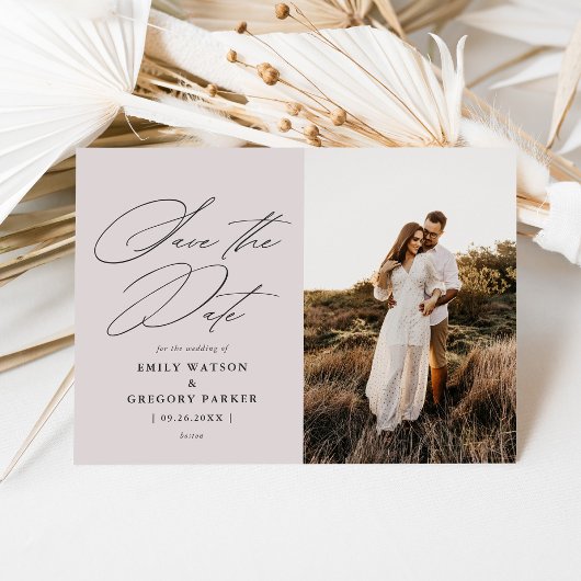 Save The Date Photo Calligraphy Wedding Modern