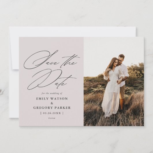 Save The Date Photo Calligraphy Wedding Modern (Devant)