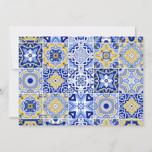 Save The Date Photo Carreaux bleus Citrons Mariage (Dos)