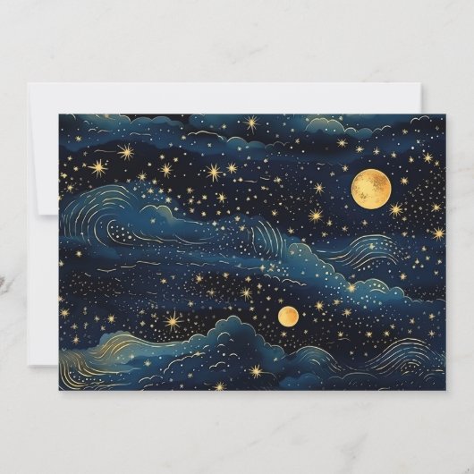 Save The Date Photo Celestial Midnight Blue Stars Moon Mariage (Dos)