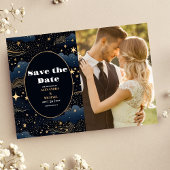 Save The Date Photo Celestial Midnight Blue Stars Moon Mariage