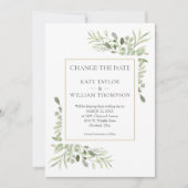 Save The Date Photo Changer la date Aquarelle Feuille (Devant)