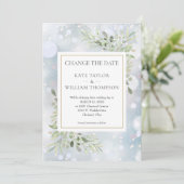 Save The Date Photo Changer la date de la verdure Feuille hiver (Debout devant)