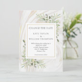 Save The Date Photo Changer la date Verdure Feuille Marble Swirl (Debout devant)