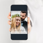 Save The Date Photo Chic Dusty Blue Wedding Réception