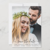 Save The Date Photo Chic Dusty Blue Wedding Réception (Devant)