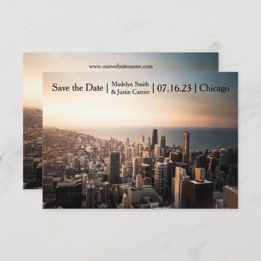 Save The Date Photo Chicago - 3x5 Enregistrer la date (Devant / Derrière)