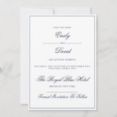 Save The Date Photo classique blanche et élégante marine (Devant)