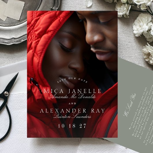 Save The Date Photo classique officielle Calligraphie verte