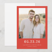 Save The Date Photo Classique Rouge Joyeux (Devant / Derrière)
