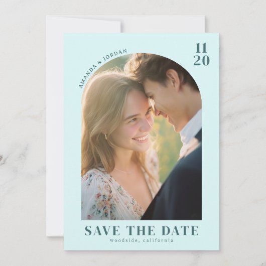 Save The Date Photo Classique Teal Romantique (Devant)