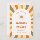 Save The Date Photo Code Qr Enregistrer La Date Rainbow Wavy Gro (Devant)