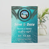 Save The Date Photo | Code QR Mariage Moderne Plage Océan Estiva (Debout devant)