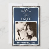 Save The Date Photo & Cœur - Bleu foncé (Devant)