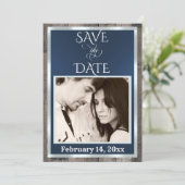 Save The Date Photo & Cœur - Bleu foncé (Debout devant)