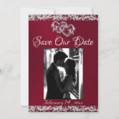 Save The Date Photo, Coeurs d'argent & Parties scintillant - Bou (Devant)