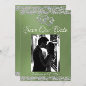 Save The Date Photo, Coeurs d'argent & Parties scintillant - Sag (Devant / Derrière)