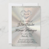 Save The Date Photo, Coeurs et Ruban - Blanc/Argent (Dos)