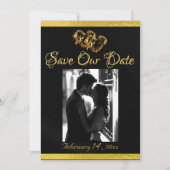 Save The Date Photo, Coeurs et Ruban - Noir/Or (Devant)