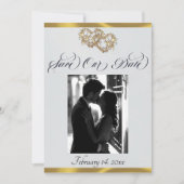 Save The Date Photo, Cœurs & Ruban - Perle Argent/Or (Devant)