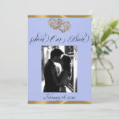 Save The Date Photo, Cœurs & Ruban - Perle Bleue/Or (Debout devant)
